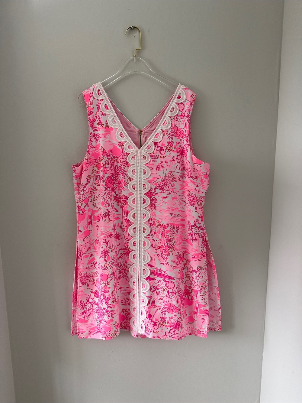 Lilly Pulitzer Pink Floral Lace-Trim Romper